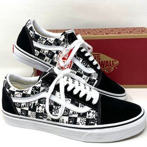 VANS Men's Size VN0A7Q2J6U6 OLD SKOOL Doodle Checkerboard Black White Sneaker